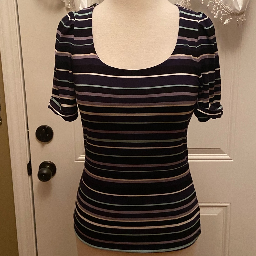 White House Black Market Black Striped Top Size XS